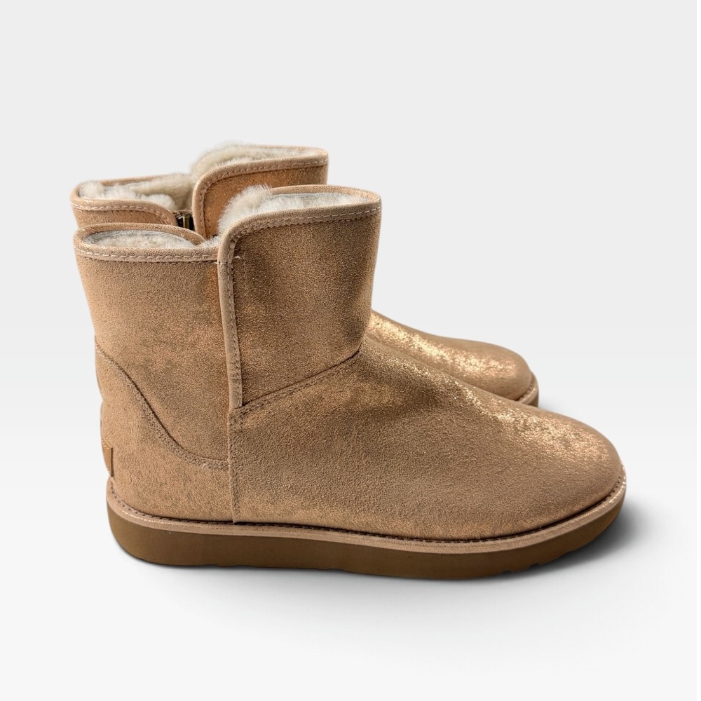 UGG Abree Mini Stardust Boots Womens 11 Rose Gold Metallic 1094675 NEW